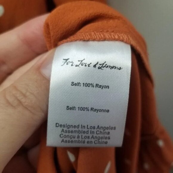 For Love and Lemons Natalia Midi Polka Dot Orange Saffron Dress XS - Picture 6 of 14